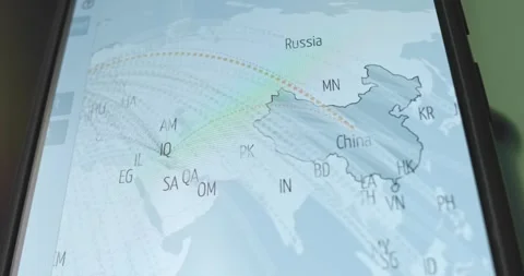 China is under cyber attacks, live map on smartphone screen Stock Footage 321753705