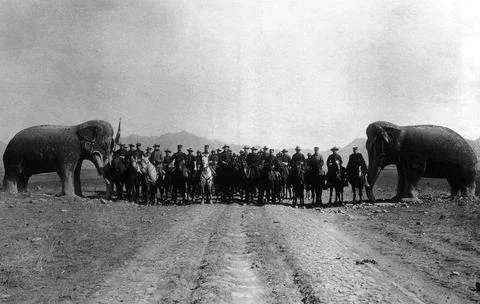  China / USA: Elements of the US 6th Cavalry at the Ming Tombs outside Bei... Stock Photos