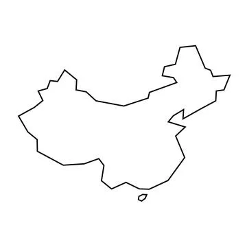 China vector country map thin outline icon Stock Illustration