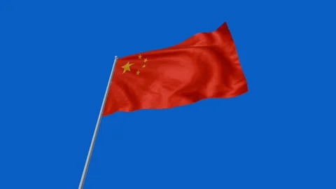 China Waving Flag Background Animation, seamless looping Stock Footage 297840656