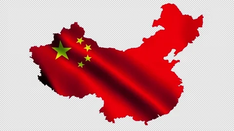 China waving flag map with alpha channel and seamless loop Stock Footage 148195652
