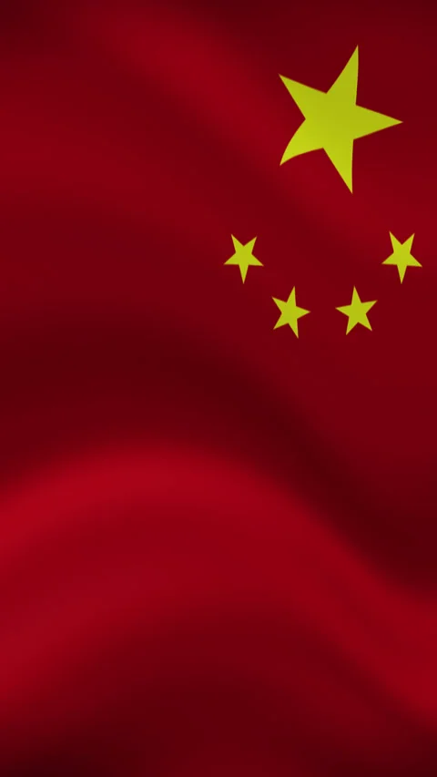 China Waving Flag in Vertical Orientation – Realistic Loop Animation Stock Footage 294948105