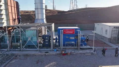 China: World's first 30MW-class pure hydrogen gas turbine put into operat... Stock Footage 325084733