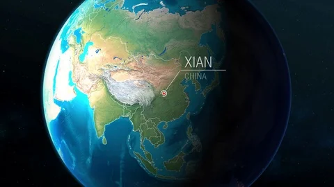 China - Xian - Zooming from space to earth Stock Footage