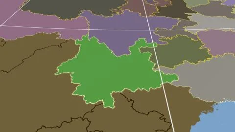 China - Yunnan outlined on solid map Illustrazione stock