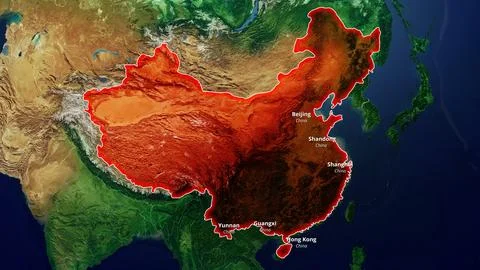 CHINA Zoom Map 2D Stock Illustration