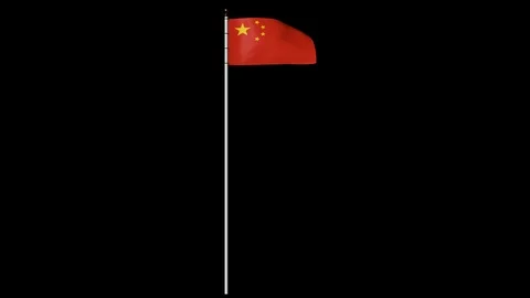 ChinaFull Flag and Full Pole Video stock 87222376