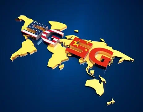 China's 5G competes with US 5G Stock Illustration