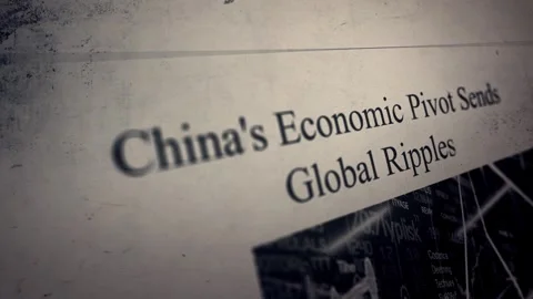 China's Economic Pivot Sends Global Ripples Newspaper Style Headline Titles Stock Footage 327692742