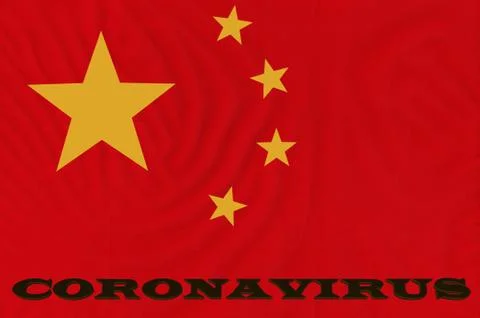 China's flag with Coronavirus text Stock Illustration