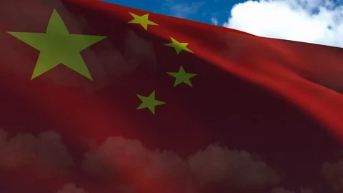 China's flag waving Stock Footage 71191545
