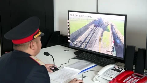 China's remote and centralized control of railway crossings Stock Footage 167674822