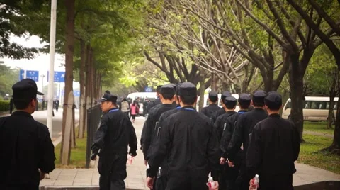 China's security guards on the streets Stock Footage 44753304