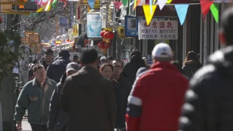 Chinatown busy sidewalk Stock-Footage 83797452