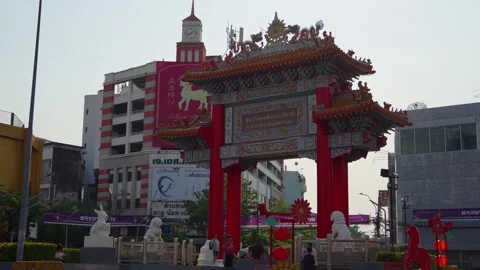 Chinatown Gate at Odeon Circle Video stock 332045797
