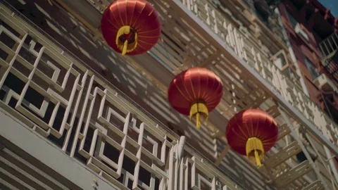 Chinatown Lanterns Hanging 스톡 동영상 112264236
