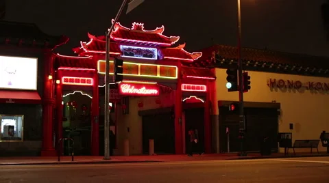 Chinatown at night Stock Footage 40347494
