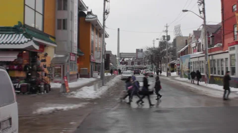 Chinatown in Toronto in the Winter Stock Footage 131444548
