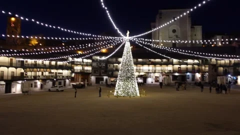 Chinchon Square with Christmas Lights Stock Footage 297081881