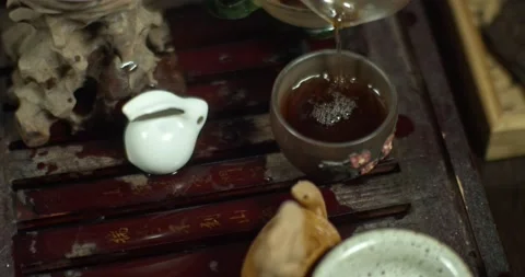 Chines tea ceremony at home Stock Footage 147454286
