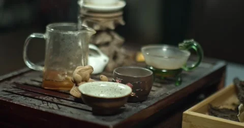 Chines tea ceremony at home Stock Footage 147454901
