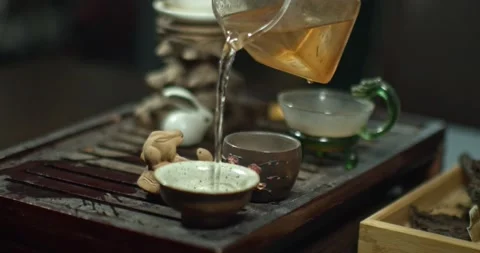 Chines tea ceremony at home Stock Footage 147455026