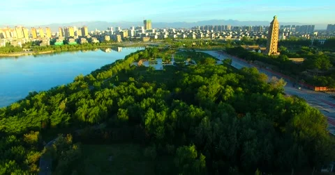 Chines tower ancient with water Stock-Footage 67534330