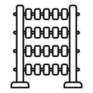 Chinese abacus icon outline vector. Math calculator Stock Illustration