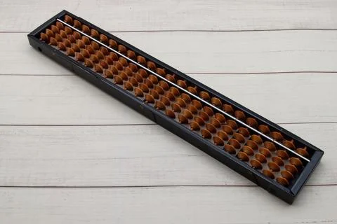 Chinese Abacus. Math calculation tool. Ancient calculator. Stock Photos