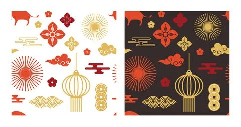 Chinese abstract seamless pattern vector. Illustration of traditional ornament Illustrazione stock