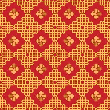 Chinese abstract seamless pattern vector, red color. Illustration of traditio Stock Illustration