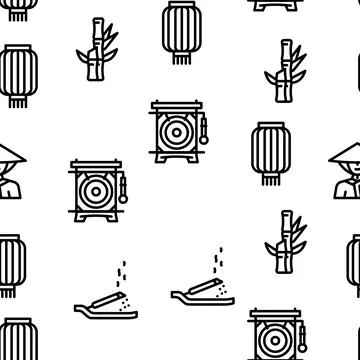 Chinese Accessory And Tradition Vector Seamless Pattern Illustrazione stock