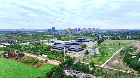 Chinese  ancient architecture,It is located along the Weihe River in Xianyang Stock Footage 325135672