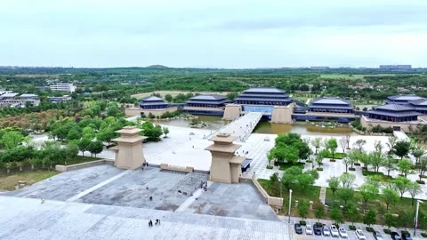Chinese  ancient architecture,It is located along the Weihe River in Xianyang Stock Footage 325136218