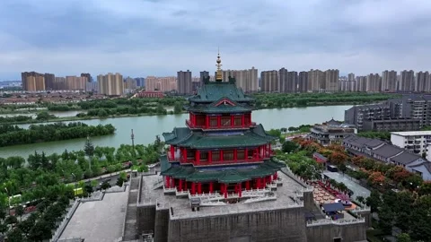 Chinese  ancient architecture,It is located along the Weihe River in Xianyang Stock Footage 325138968