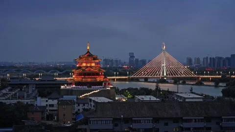 Chinese  ancient architecture,It is located along the Weihe River in Xianyang 動画素材 325139708