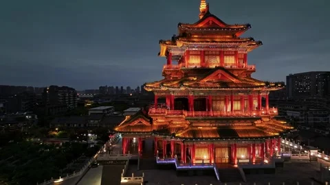 Chinese  ancient architecture,It is located along the Weihe River in Xianyang Stock Footage 325140183