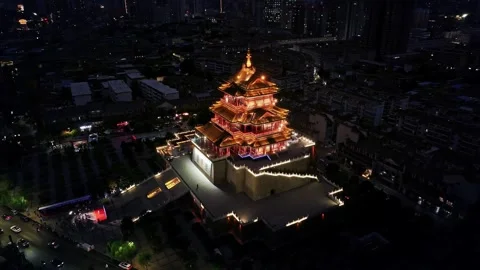 Chinese  ancient architecture,It is located along the Weihe River in Xianyang Stock Footage 325140239