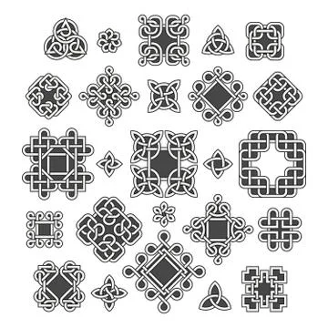 Chinese and celtic endless knots patterns vector set Stock Illustration
