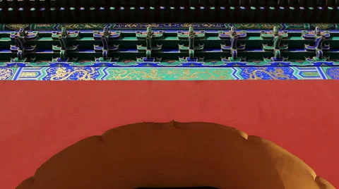 Chinese antique red gate Stock Footage 40589447