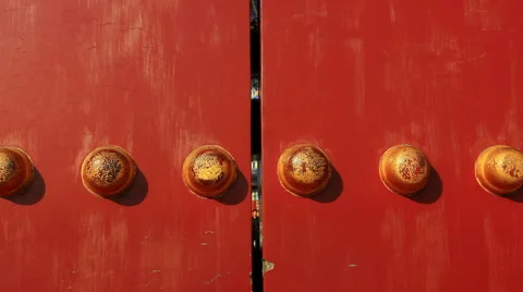 Chinese antique red gate Stock Footage 40590012