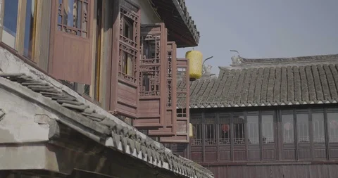 Chinese architecture, old style windows. Stock Footage 113535768