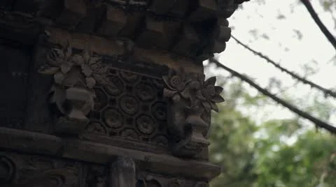 Chinese bas-relief on wall of temple Stock Footage 12447766