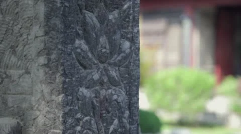 Chinese bas-relief on wall of temple Stock Footage 12448099