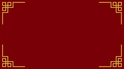 Chinese border traditional frame red gold pattern asian design Stock Footage 325582478