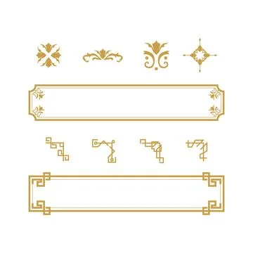 Chinese border vector corner flower classical illustration Stock Illustration