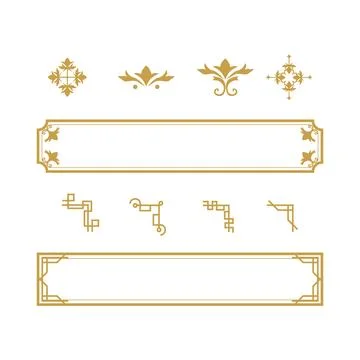 Chinese border vector corner flower classical isolated Stock Illustration