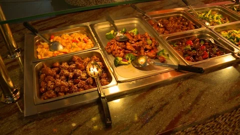 Chinese buffet high angle Stock Footage 113488167