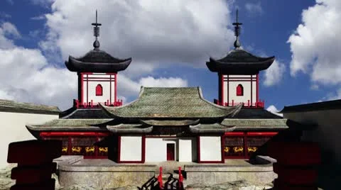 Chinese Building Clouds Timelapse 01 Stock Footage 8897676