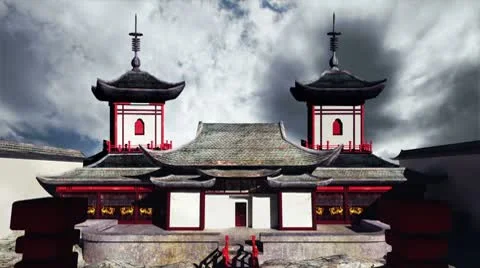 Chinese Building Clouds Timelapse 02 Stock Footage 8898147